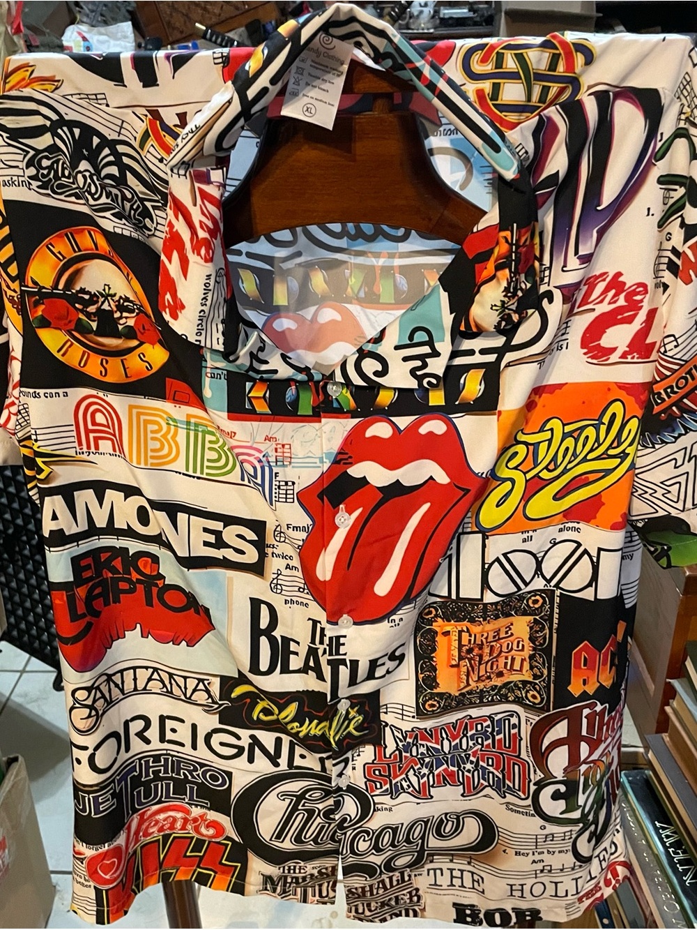 Candy Clothing Graphic Multiband Logo Print Button Down - White/Multi